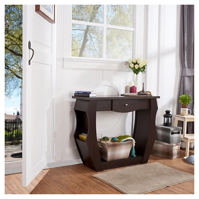 Coralli Modern Cut Out Sofa Table Walnut - HOMES: Inside + Out 1 Coralli Modern Cut Out Sofa Table Walnut - HOMES: Inside + Out