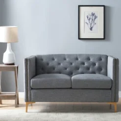 Gasper Tufted Upholstered Loveseat Light Gray - HOMES: Inside + Out 8 Gasper Tufted Upholstered Loveseat Light Gray - HOMES: Inside + Out -HOMES: Inside + Out Store GUEST f1c2758c 7033 4e4b be39 e2b83761ec9b