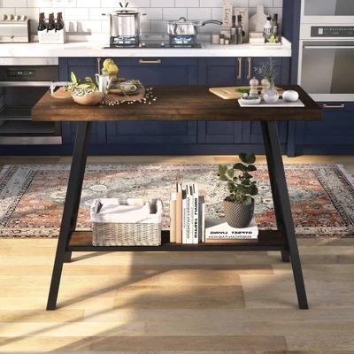 47" Brenter Counter Height Table Weathered Medium Oak/Black - HOMES: Inside + Out 2 47" Brenter Counter Height Table Weathered Medium Oak/Black - HOMES: Inside + Out - Image 2