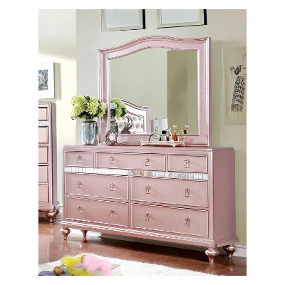 Arehart Contemporary Mirror Trim Dresser And Camelback Mirror Set Rose Pink - HOMES: Inside + Out 1 Arehart Contemporary Mirror Trim Dresser And Camelback Mirror Set Rose Pink - HOMES: Inside + Out