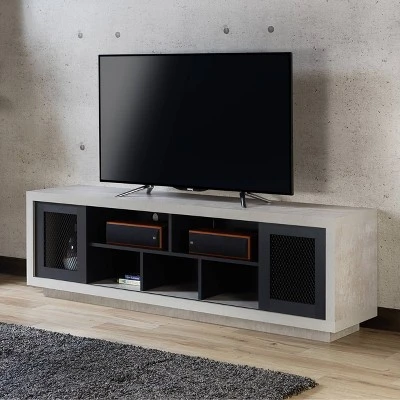 Valla Industrial TV Stand For TVs Up To 70" Black - HOMES: Inside + Out 1 Valla Industrial TV Stand For TVs Up To 70" Black - HOMES: Inside + Out