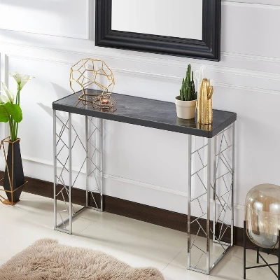 Sbragia Geometric Metal Legs Console Table Faux Marble - HOMES: Inside + Out 3 Sbragia Geometric Metal Legs Console Table Faux Marble - HOMES: Inside + Out - Image 3