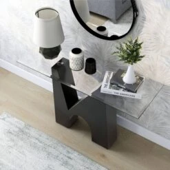 Riverpoint Modern Rectangle Console Table Clear/Black - HOMES: Inside + Out -HOMES: Inside + Out Store GUEST fd9176cc 3664 4b2e 91d4 cbcd5083f387